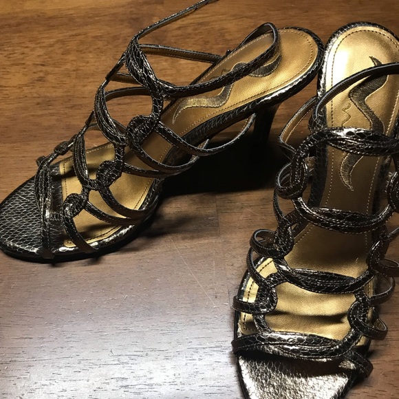 Metalic Gold Strap High Heels - Picture 3 of 4